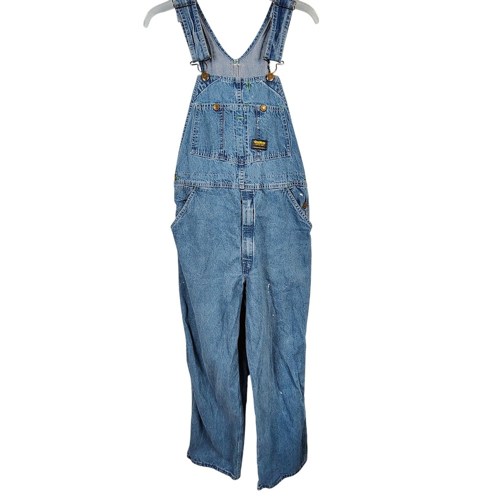 OshKosh Mens SZ 34x30 Vestbak Denim Overalls Blue Cotton Vintage Gorpcore USA
